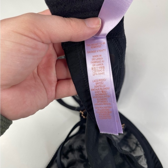 Savage x Fenty Black Unlined 3D Floral Bra Size 42D - Picture 7 of 7